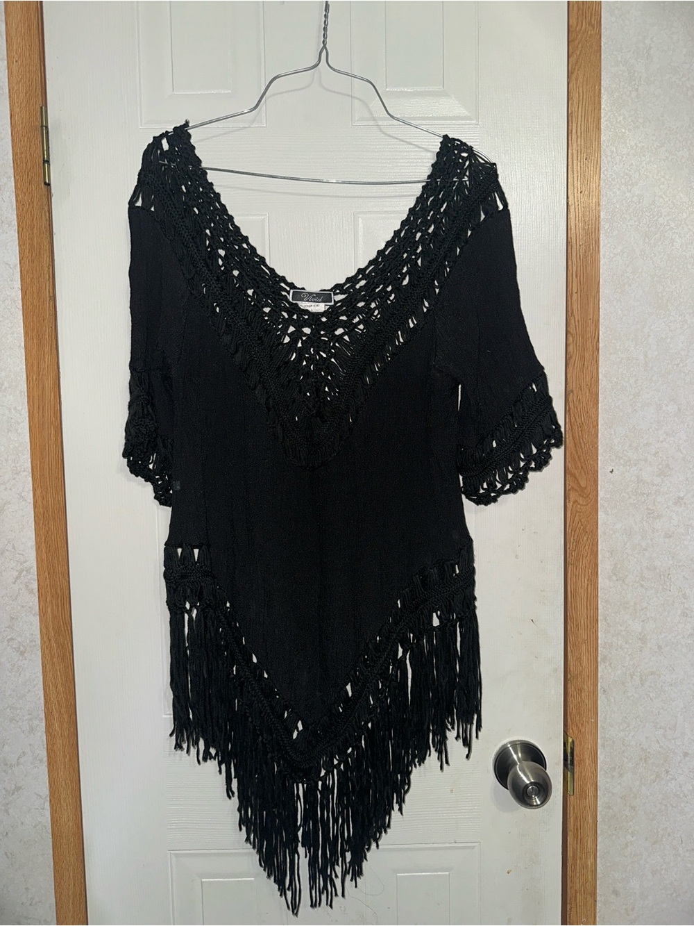 ViVi Black Crochet Fringe Tunic Top